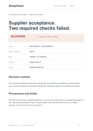 Cover of Supplier acceptance: two required checks failed